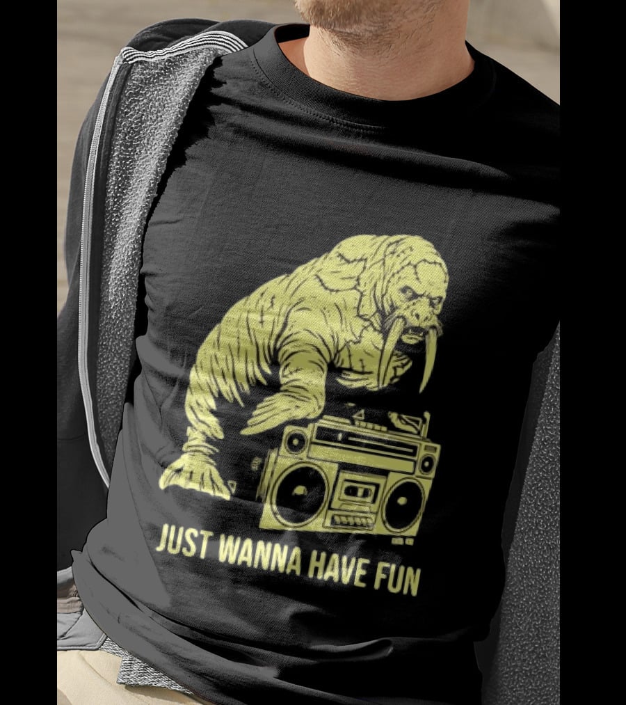 Walrus DJ Just Wanna Have Fun With Boombox T-Shirt