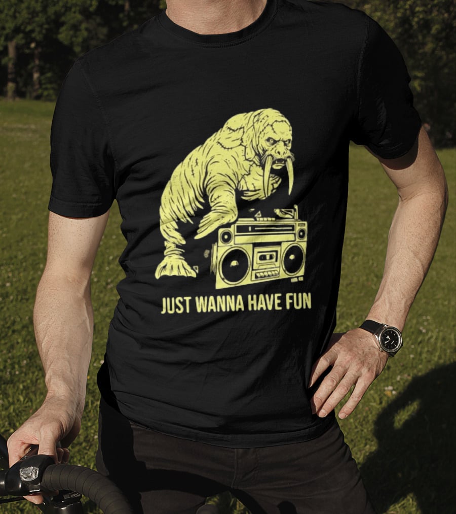 Walrus DJ Just Wanna Have Fun With Boombox T-Shirt