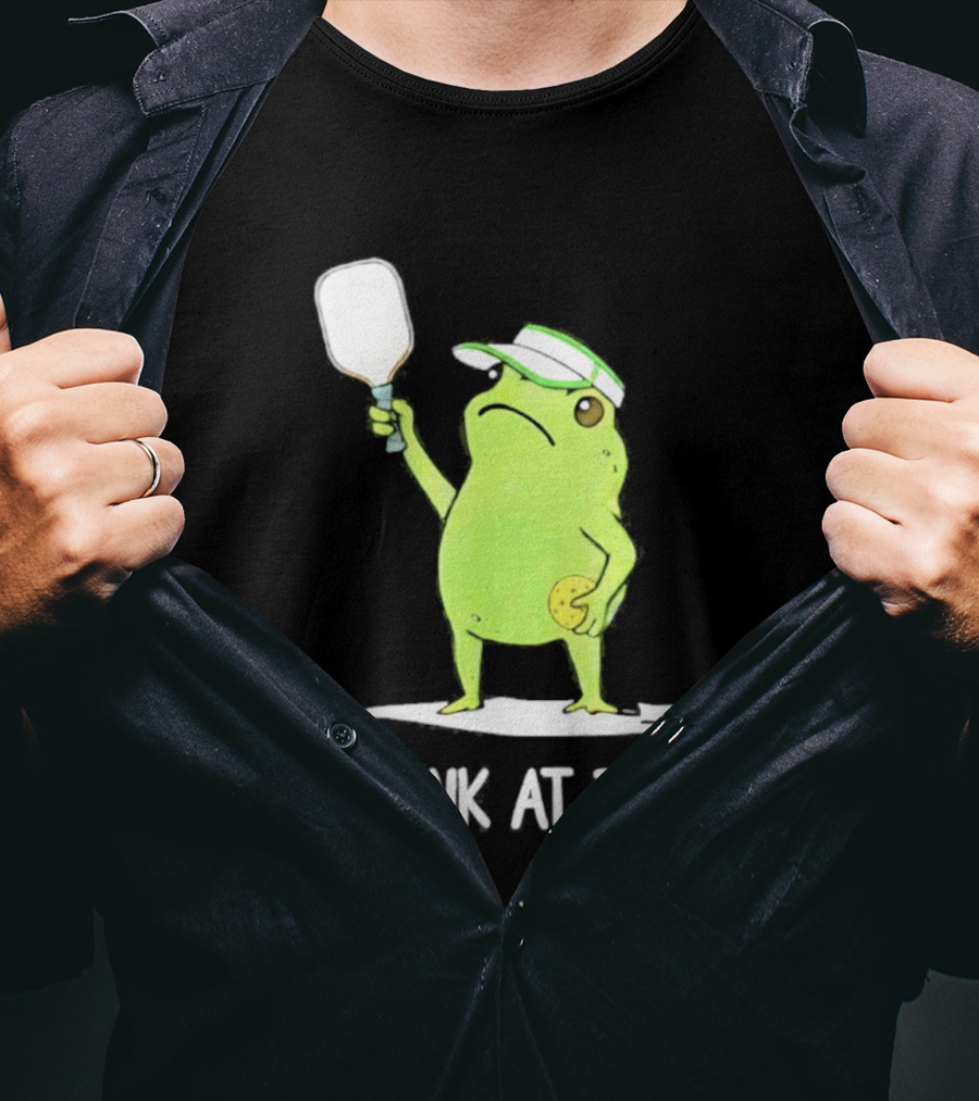 We Dink At Dawn Pickleball Frog Meme Paddle T-Shirt
