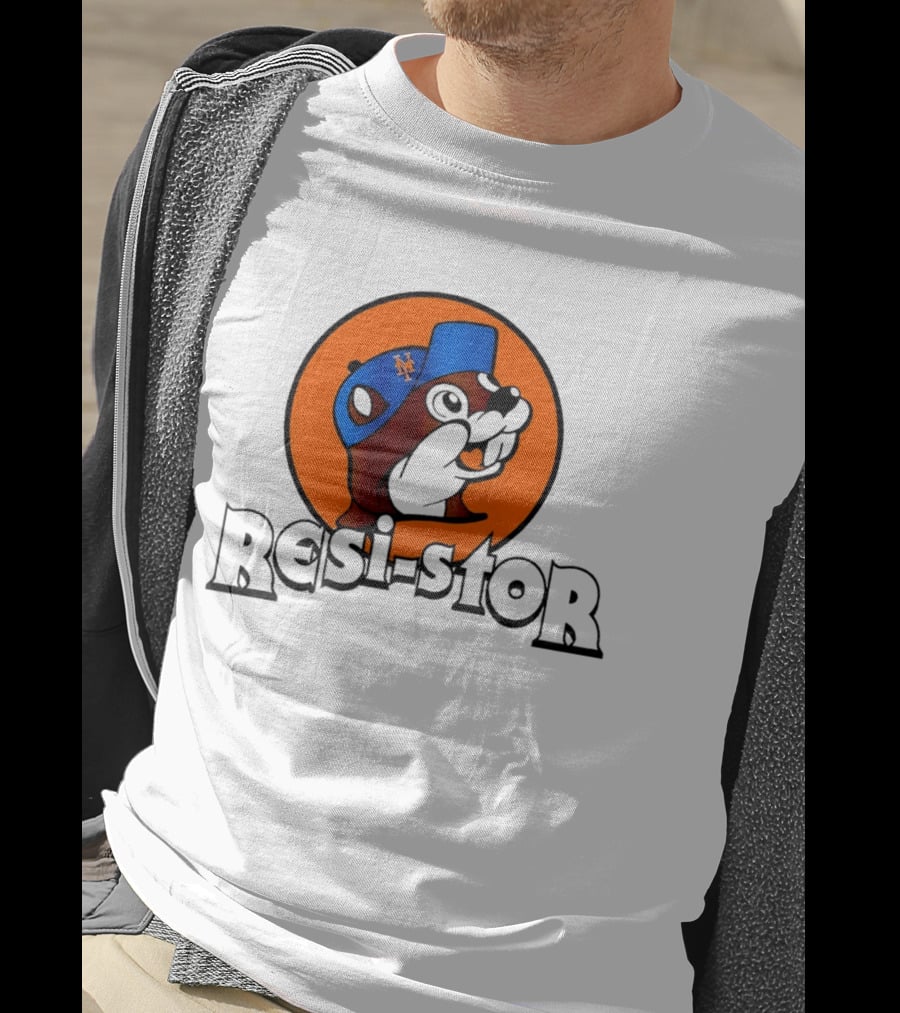 New York Mets Buc Ee's Resi Stor Beaver Blue Cap T-Shirt