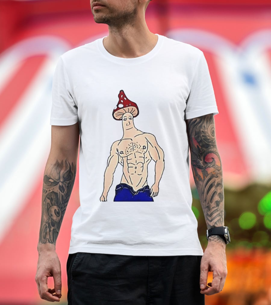 Wojak Shroomjak Buff Gym Meme Mushroom Head T-Shirt