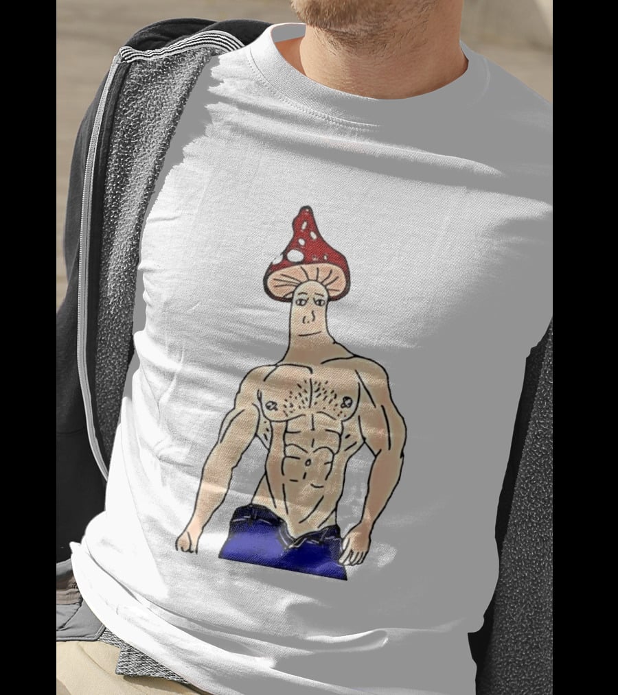 Wojak Shroomjak Buff Gym Meme Mushroom Head T-Shirt