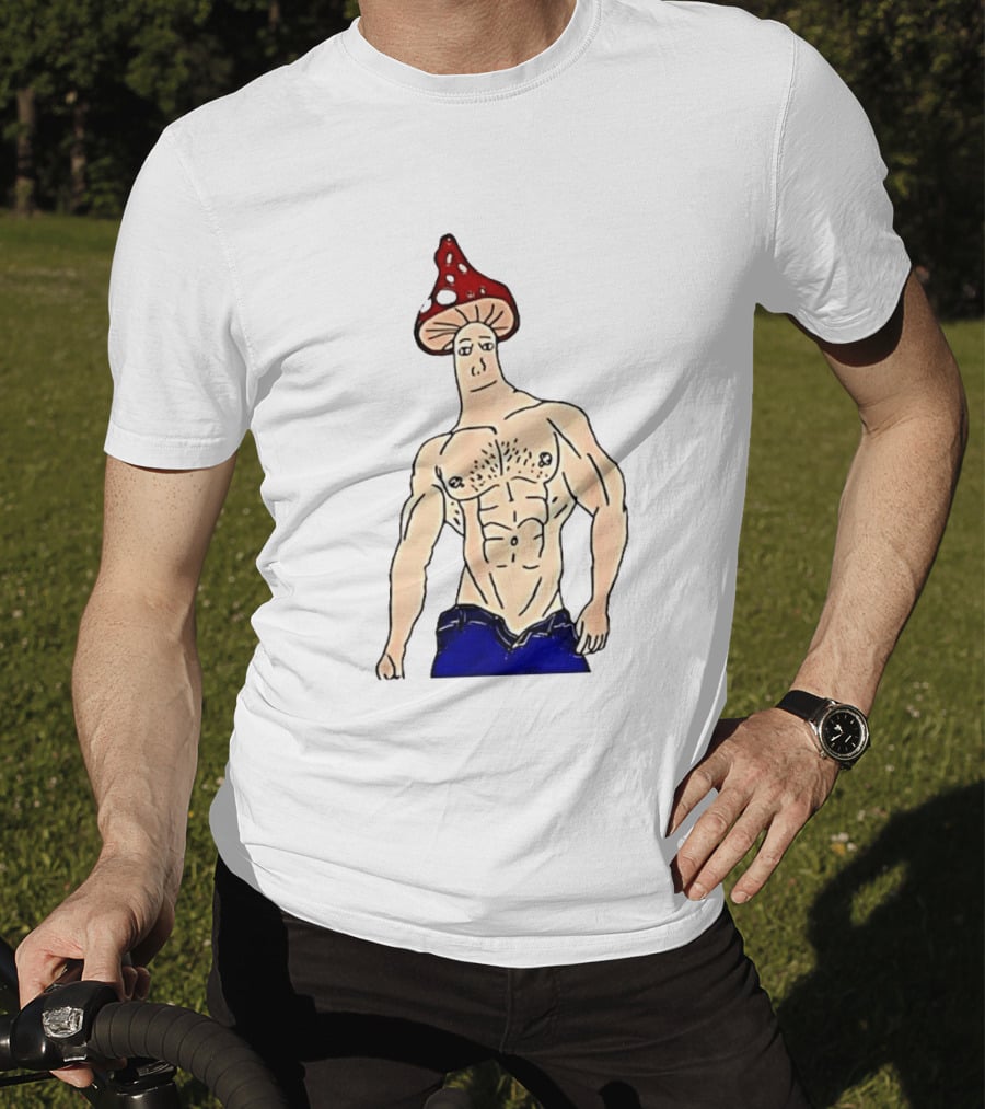 Wojak Shroomjak Buff Gym Meme Mushroom Head T-Shirt