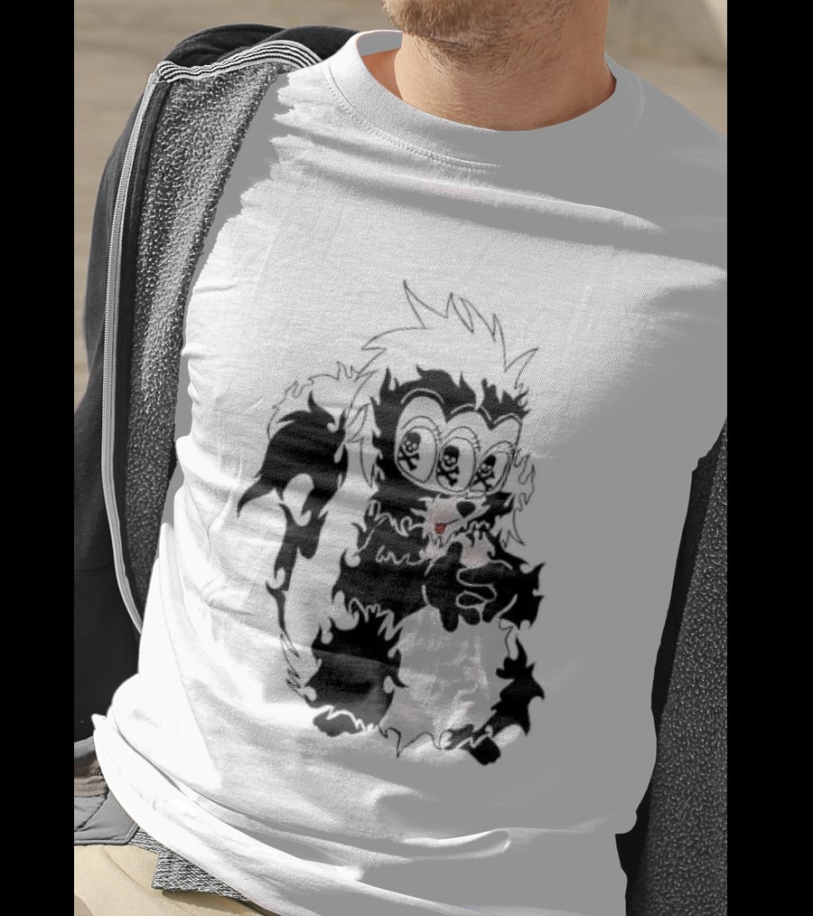 Three Eyed Skunk With Skull Eyes Surreal Creature T-Shirt