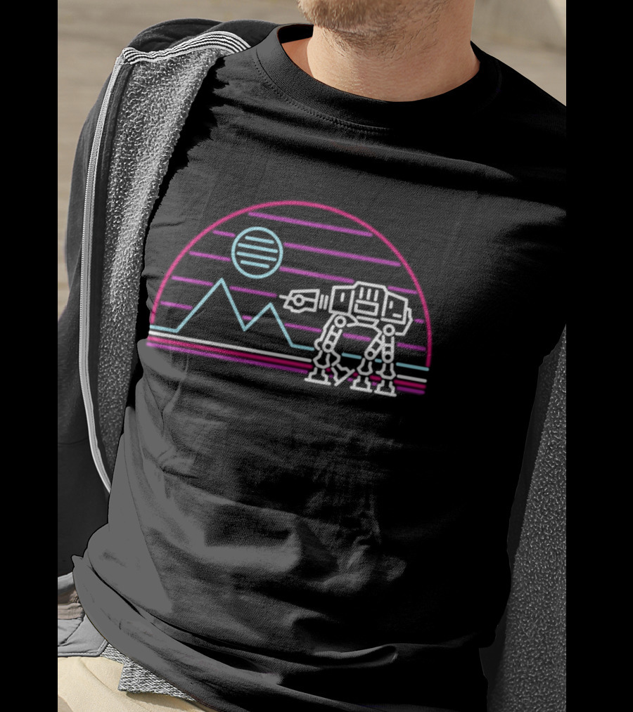 AT AT Walker On Hoth Neon Sign Scene T-Shirt