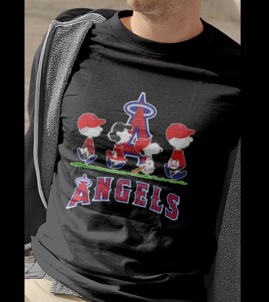 Charlie Brown Lucy Snoopy Peanuts Angels MLB Baseball T-Shirt