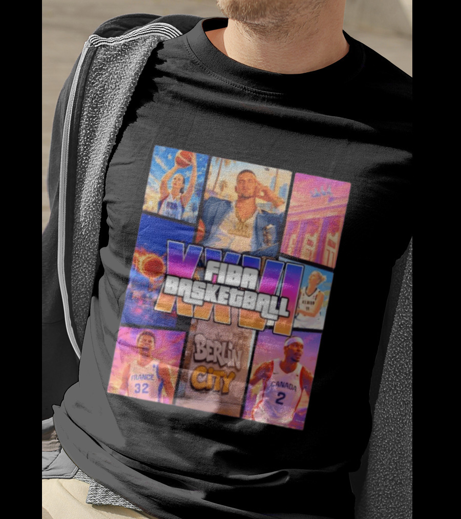 FIBA Basketball XXVII Berlin City Caitlin Clark USA Victor Wembanyama France Shai Gilgeous Alexander Canada T-Shirt