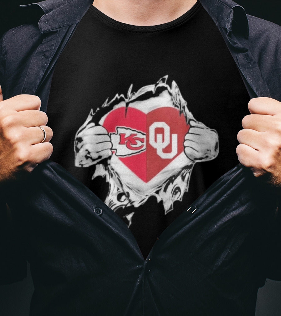 Chiefs X Sooners It's In My Heart Kansas City Oklahoma Football Fan Collaboration T-Shirt