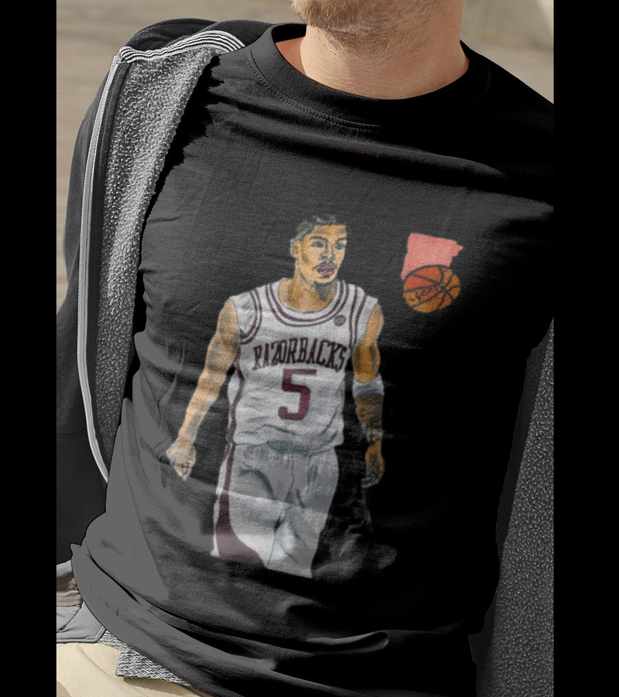 Razorbacks Number 5 Basketball Player Artwork Exclusively D To The A T-Shirt