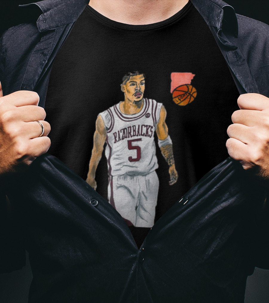 Razorbacks Number 5 Basketball Player Artwork Exclusively D To The A T-Shirt