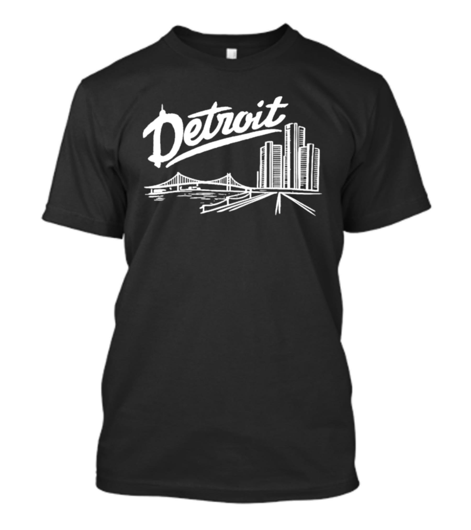 Detroit Skyline Renaissance Center Ambassador Bridge Cityscape T-Shirt