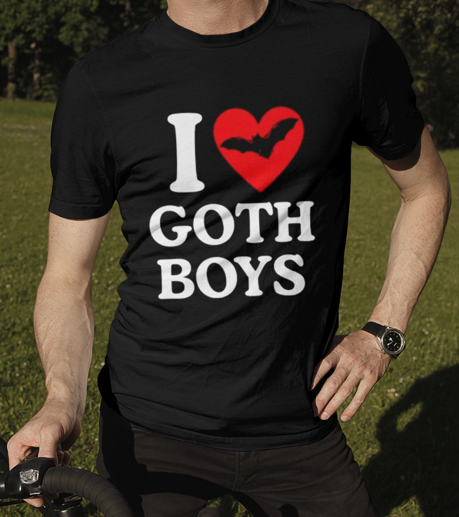 I Love Goth Boys Heart Bat T-Shirt