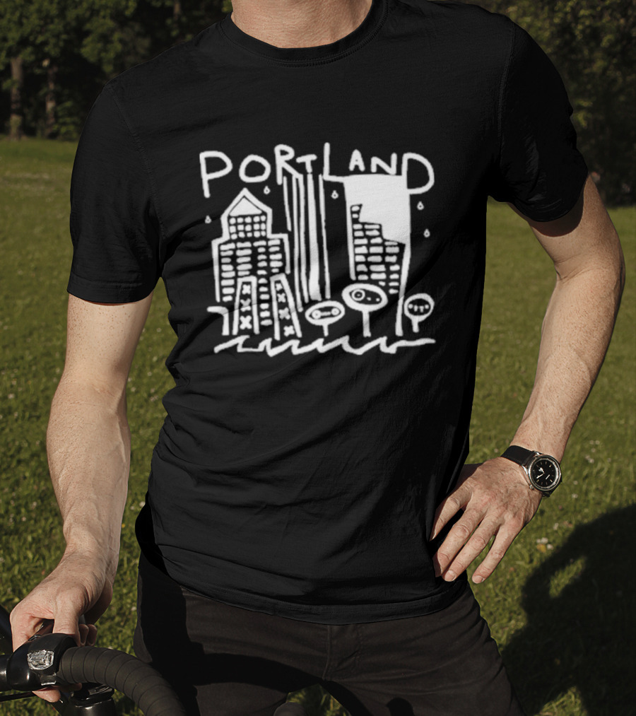 Portland Oregon Sketch Cityscape Drawing T-Shirt