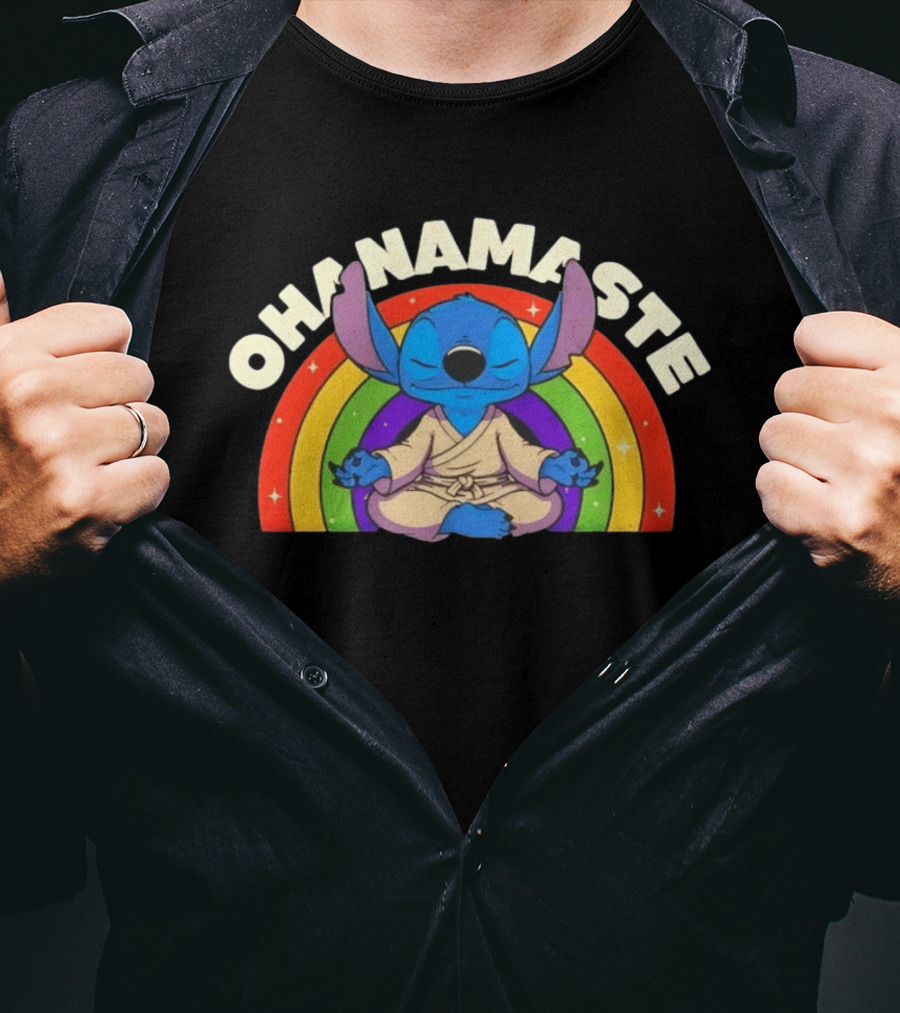 Stitch Ohana Namaste Rainbow Ohanamaste Meditation T-Shirt
