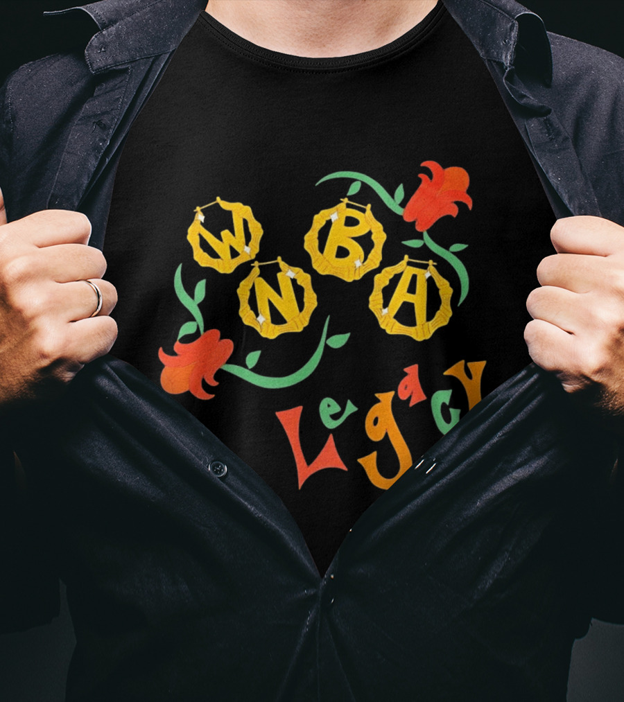 WNBA Bamboo Hoop Earrings Legacy Floral T-Shirt