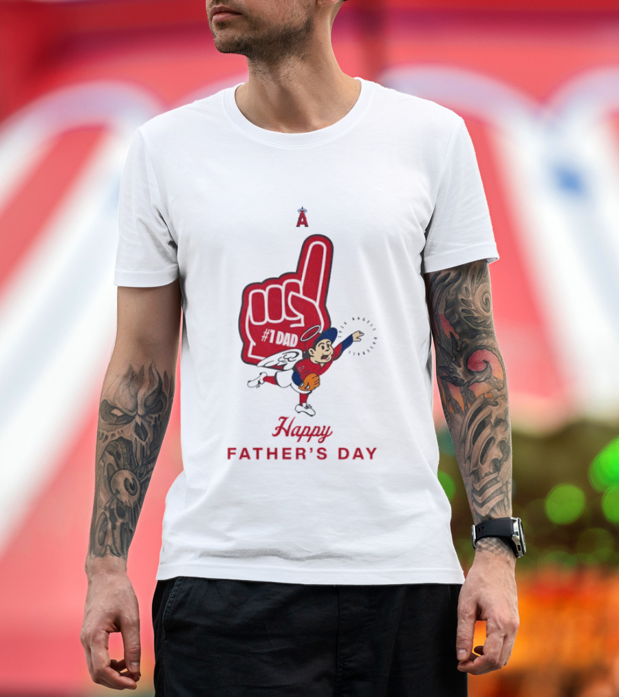 Happy Father's Day 2026 Los Angeles Angels Baseball Fan Foam Finger T-Shirt