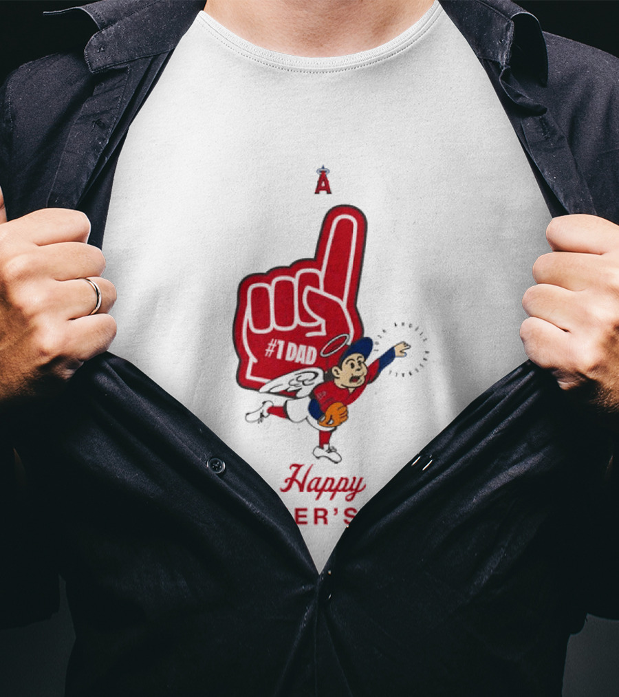 Happy Father's Day 2026 Los Angeles Angels Baseball Fan Foam Finger T-Shirt