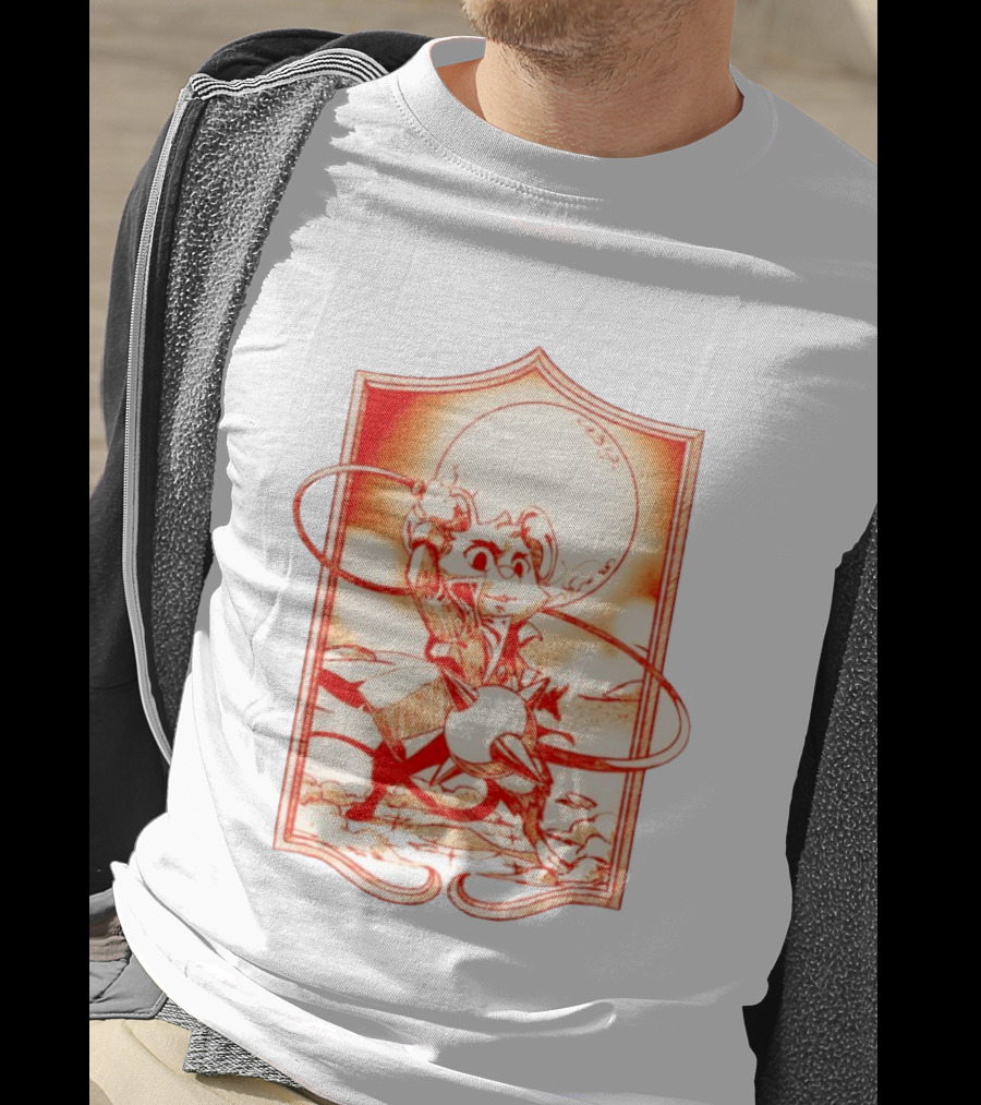 Biker Mice From Mars Throttle Wielding Flail Against Moonlit Backdrop T-Shirt