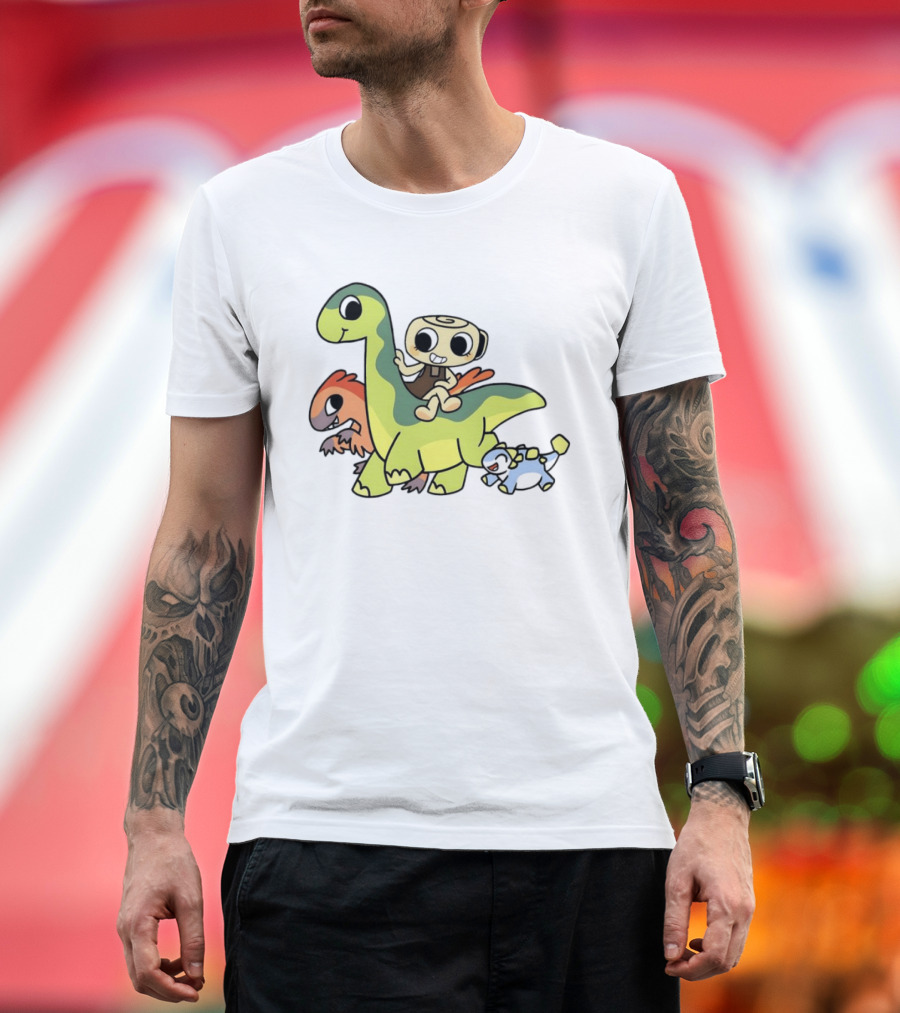 Cinnamon Roll Riding Dinosaurs Cute Cartoon Characters T-Shirt