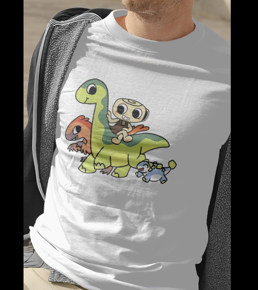 Cinnamon Roll Riding Dinosaurs Cute Cartoon Characters T-Shirt