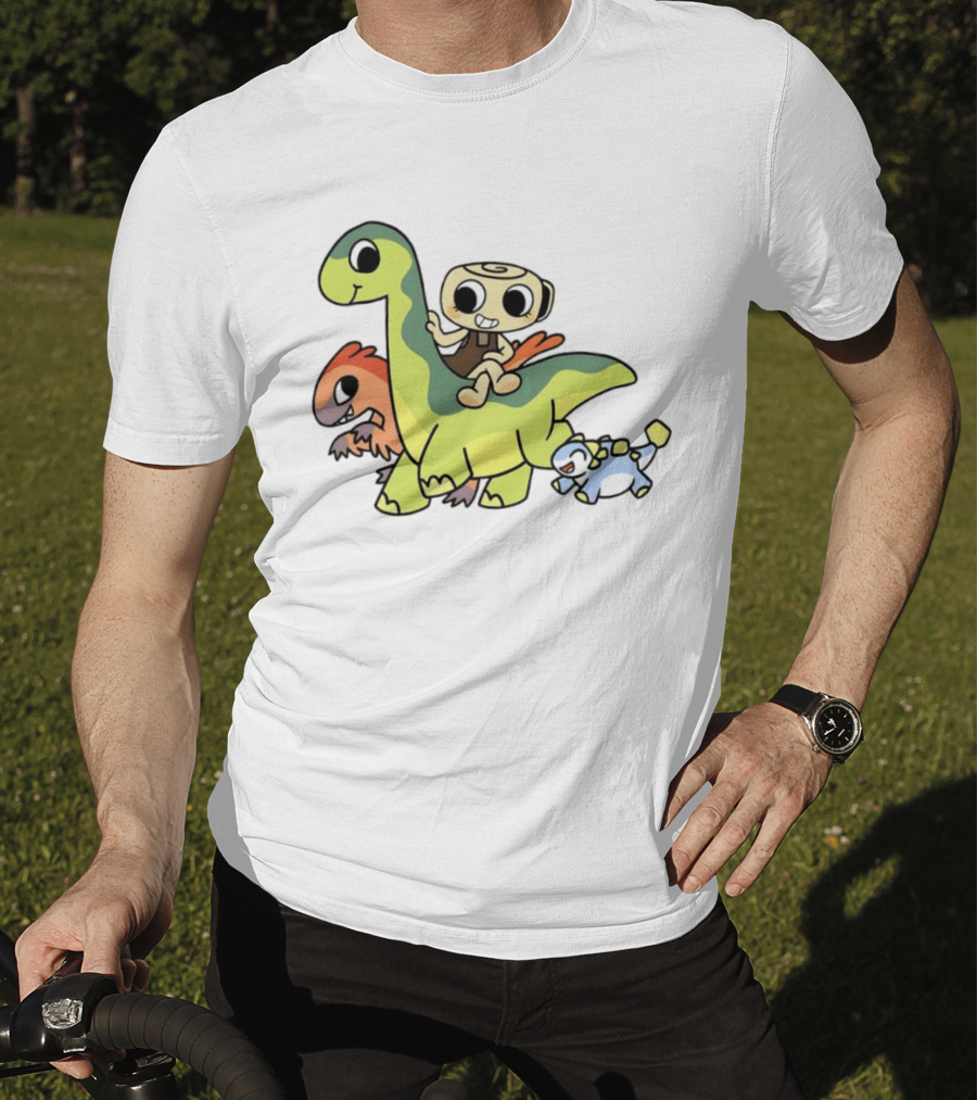 Cinnamon Roll Riding Dinosaurs Cute Cartoon Characters T-Shirt