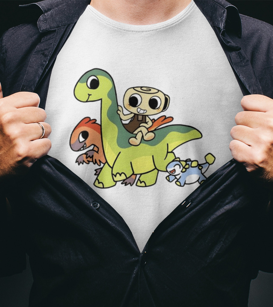 Cinnamon Roll Riding Dinosaurs Cute Cartoon Characters T-Shirt