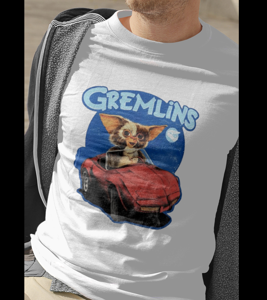 Gizmo Gremlins Driving Red Sports Car Retro Movie Fan T-Shirt