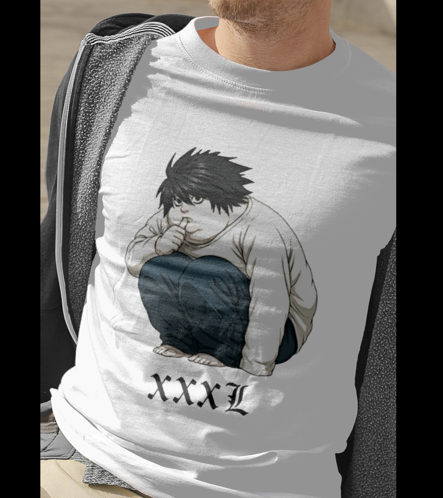 L Lawliet Xxxl Meme Anime Character Sitting Pose T-Shirt