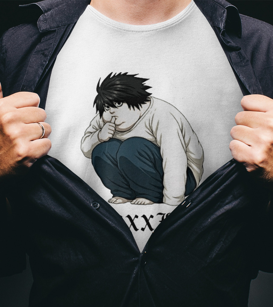 L Lawliet Xxxl Meme Anime Character Sitting Pose T-Shirt