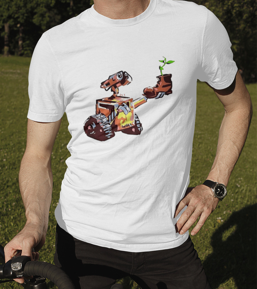 Pixar WALL E Holding Boot With Plant Iconic Scene T-Shirt
