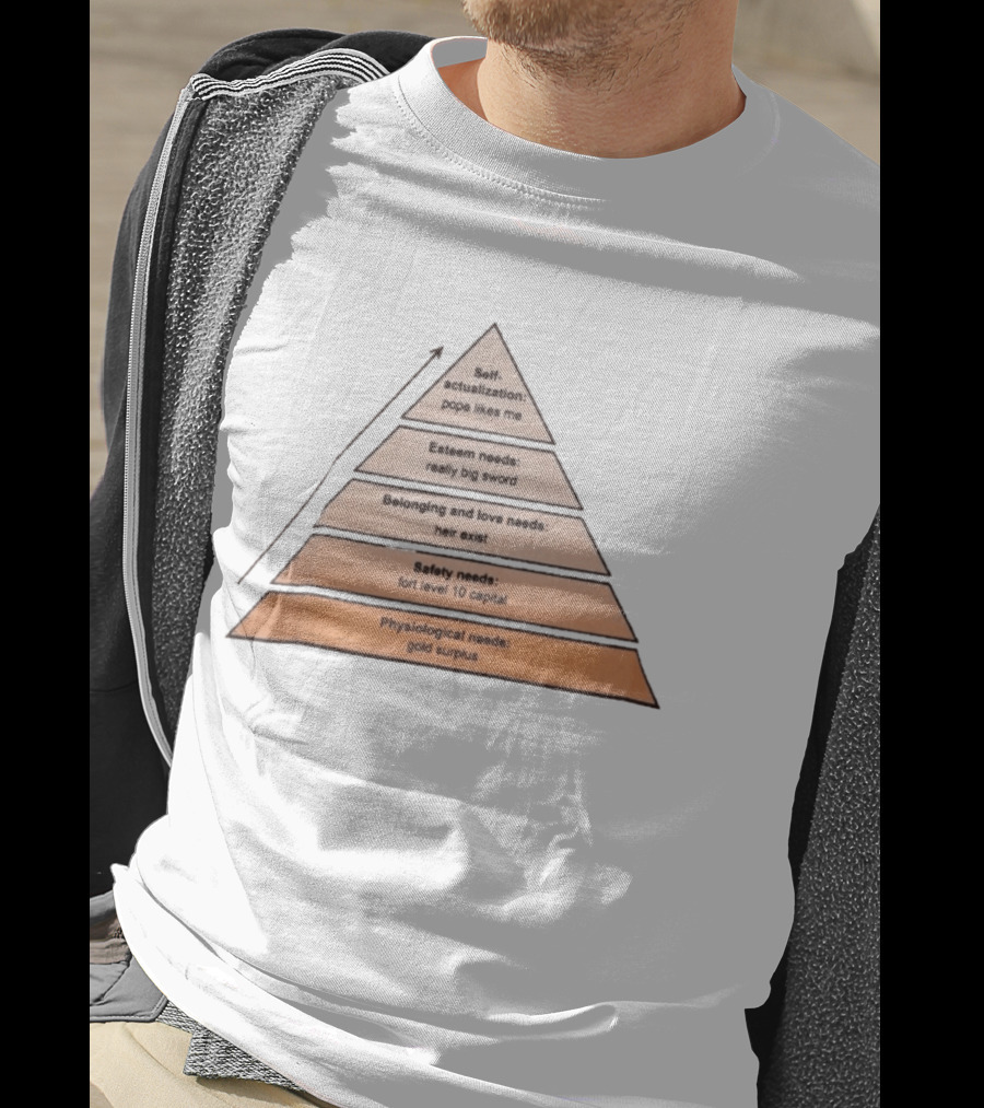 Maslow's Pyramid Parody Crusader Kings III Self Actualization Pope Likes Me Needs T-Shirt