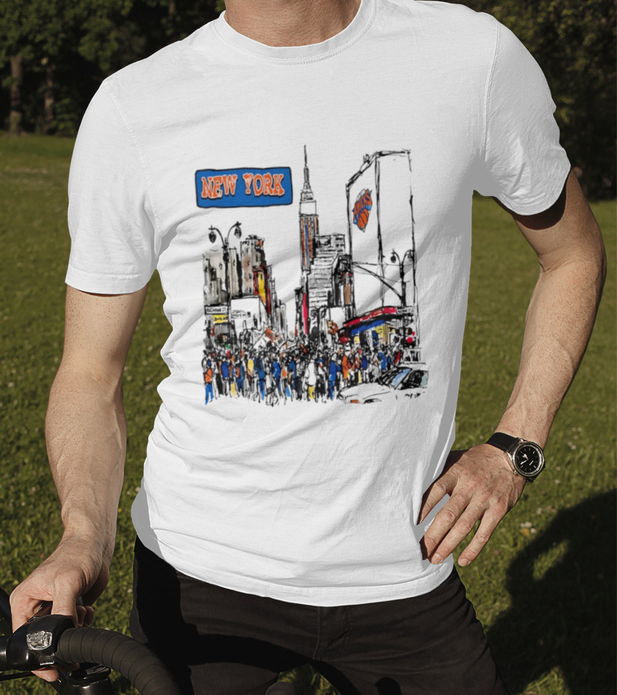 New York Knicks NBA City Skyline Street Scene Basketball Team T-Shirt