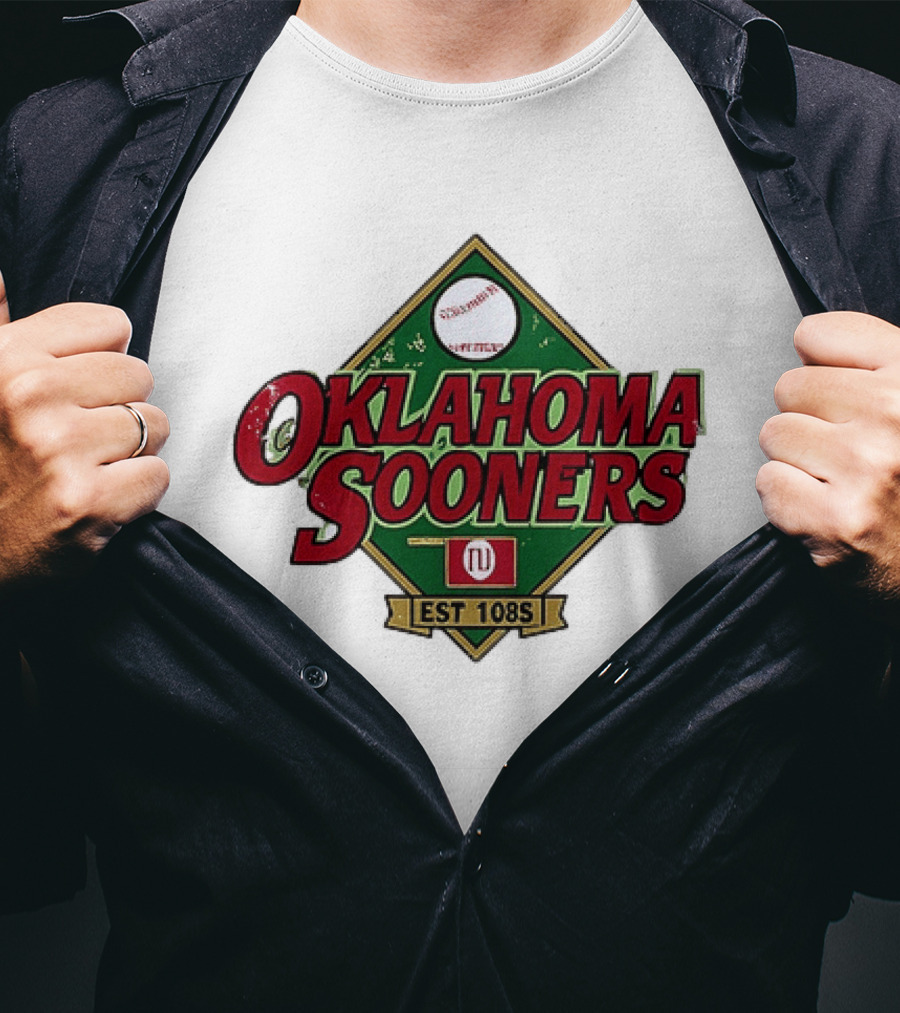 Oklahoma Sooners NCAA Baseball Est 108S Red Green Sports T-Shirt