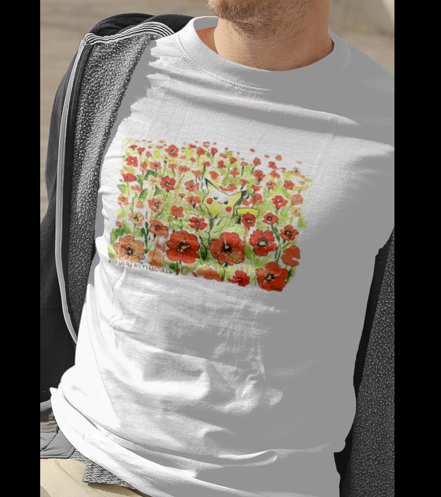 Pikachu Pokemon Everlasting Ash Floral Field T-Shirt