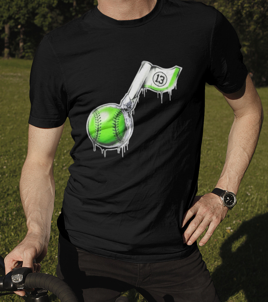 13 Baseball Lollipop Dripping Ice Cream Green Ball T-Shirt
