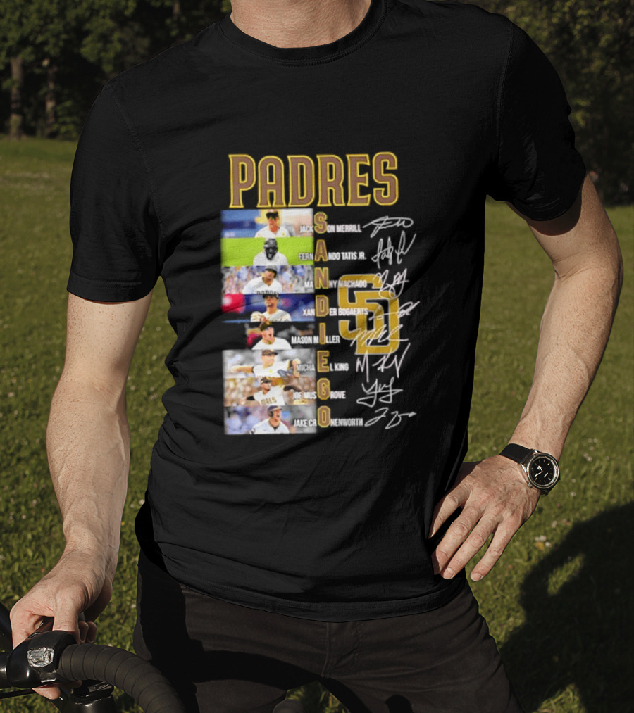 Padres San Diego Jackson Merrill Fernando Tatis Jr Manny Machado MLB Team Logos T-Shirt