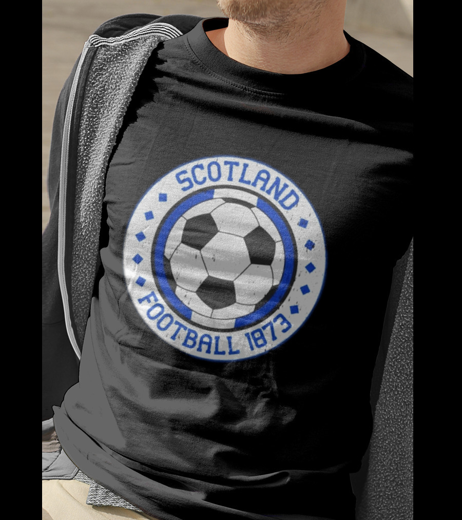 Scotland Football Soccer Ball Emblem 1873 Vintage Blue And White T-Shirt