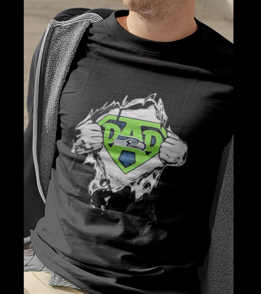 Seattle Seahawks Super Dad Ripped Chest DAD T-Shirt
