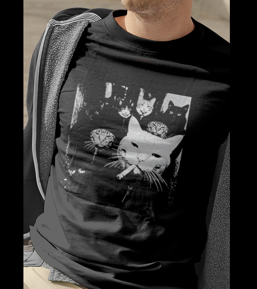 Smoking Cats Street Gang Hardened Feline Crew Members Motorcycle Club T-Shirt