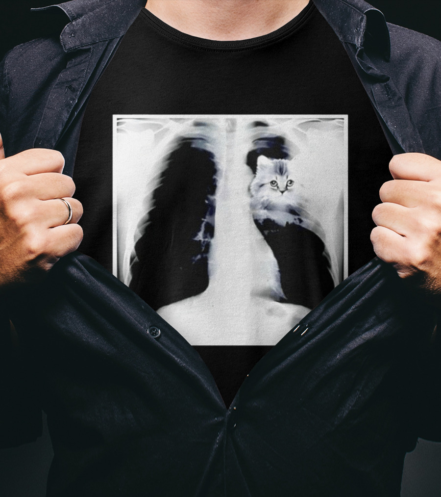Kitten Chest X Ray Discovery Funny Cat Inside Joke T-Shirt
