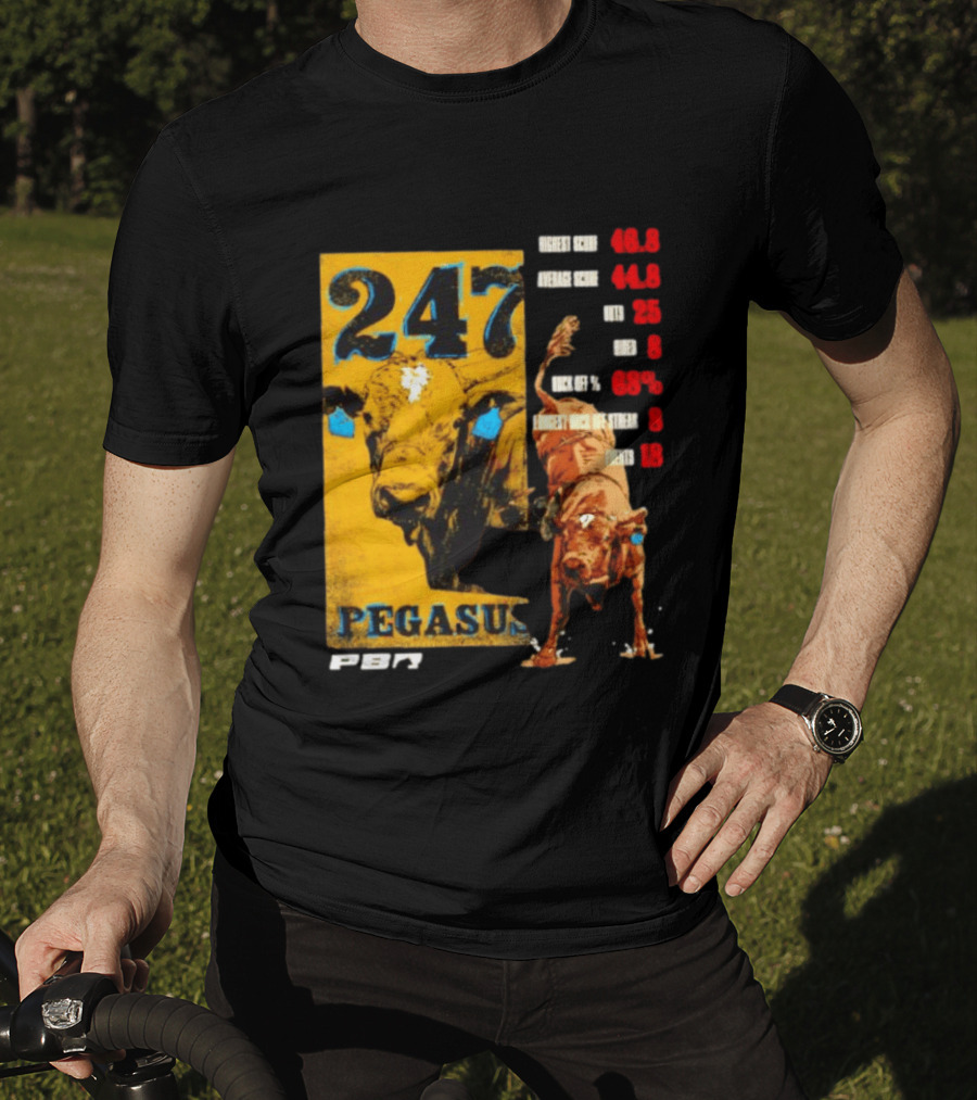 Pegasus 247 PBR Bull Riding Outs Stats Highest Average Score T-Shirt