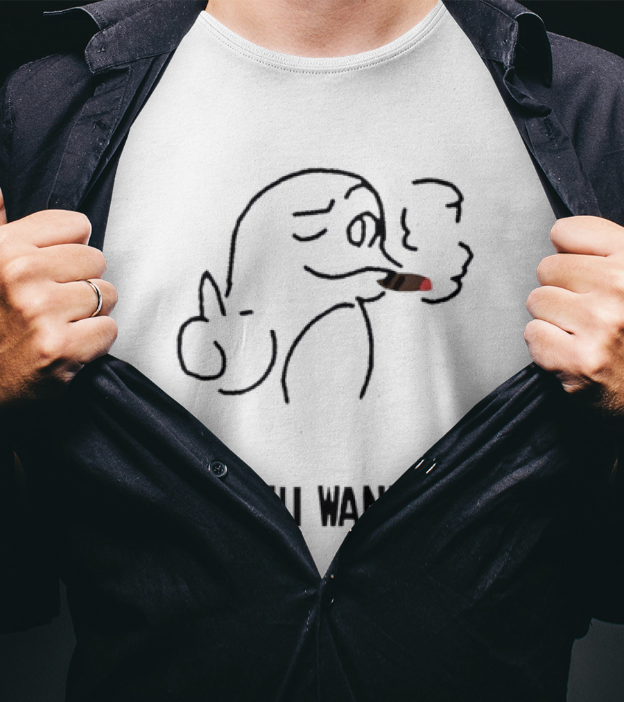 Do You Want It Smoking Cartoon Figure T-Shirt