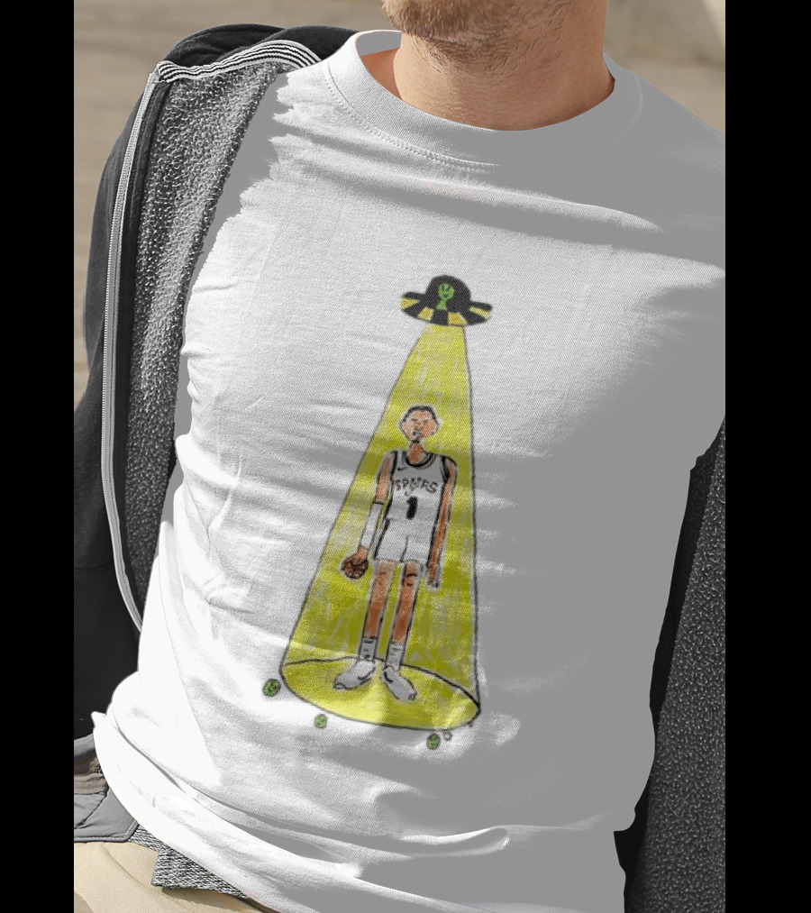 Victor Wembanyama Spurs NBA Out Of This World Alien Abduction Doodle T-Shirt