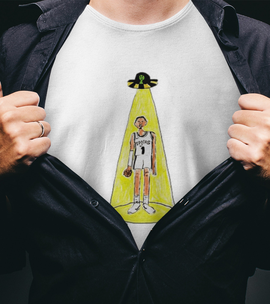 Victor Wembanyama Spurs NBA Out Of This World Alien Abduction Doodle T-Shirt