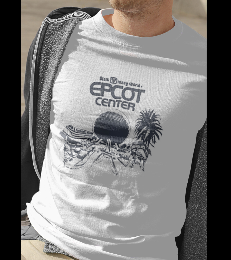 Walt Disney Productions Epcot Center Spaceship Earth And Future World Palm Trees T-Shirt