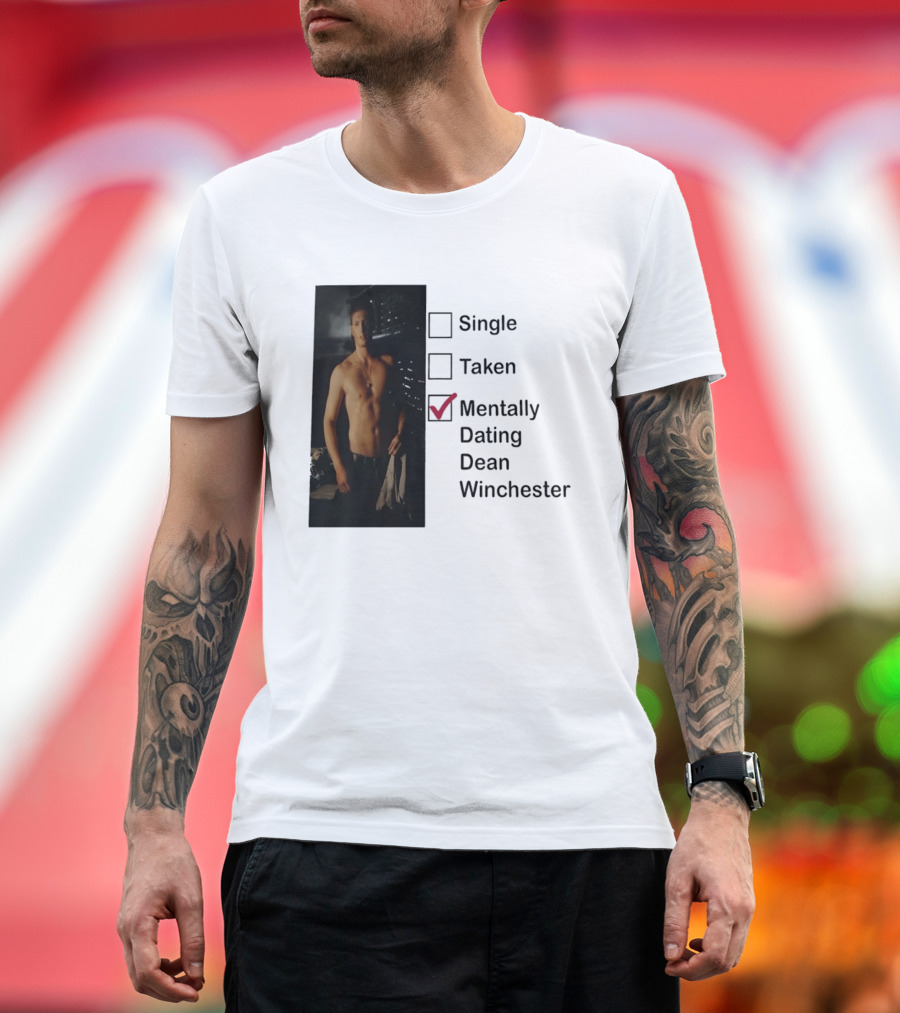 Jensen Ackles Less Mentally Dating Dean Winchester Single Taken Checked T-Shirt