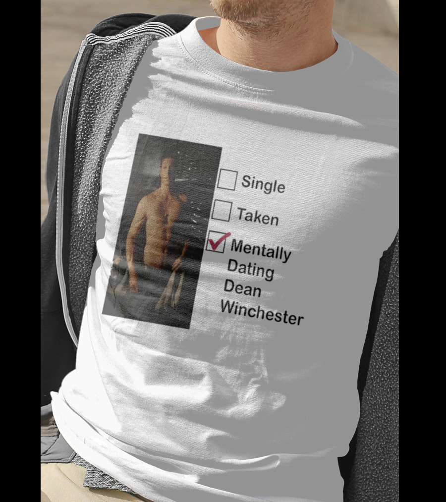 Jensen Ackles Less Mentally Dating Dean Winchester Single Taken Checked T-Shirt