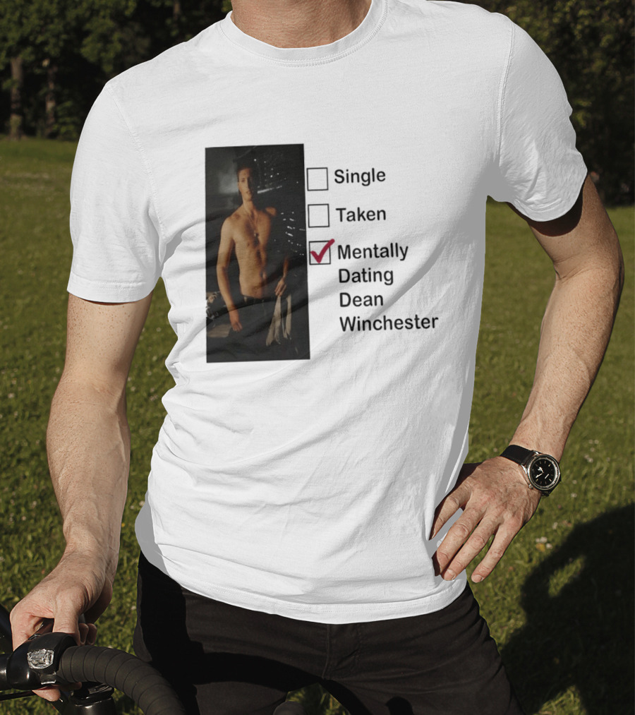 Jensen Ackles Less Mentally Dating Dean Winchester Single Taken Checked T-Shirt
