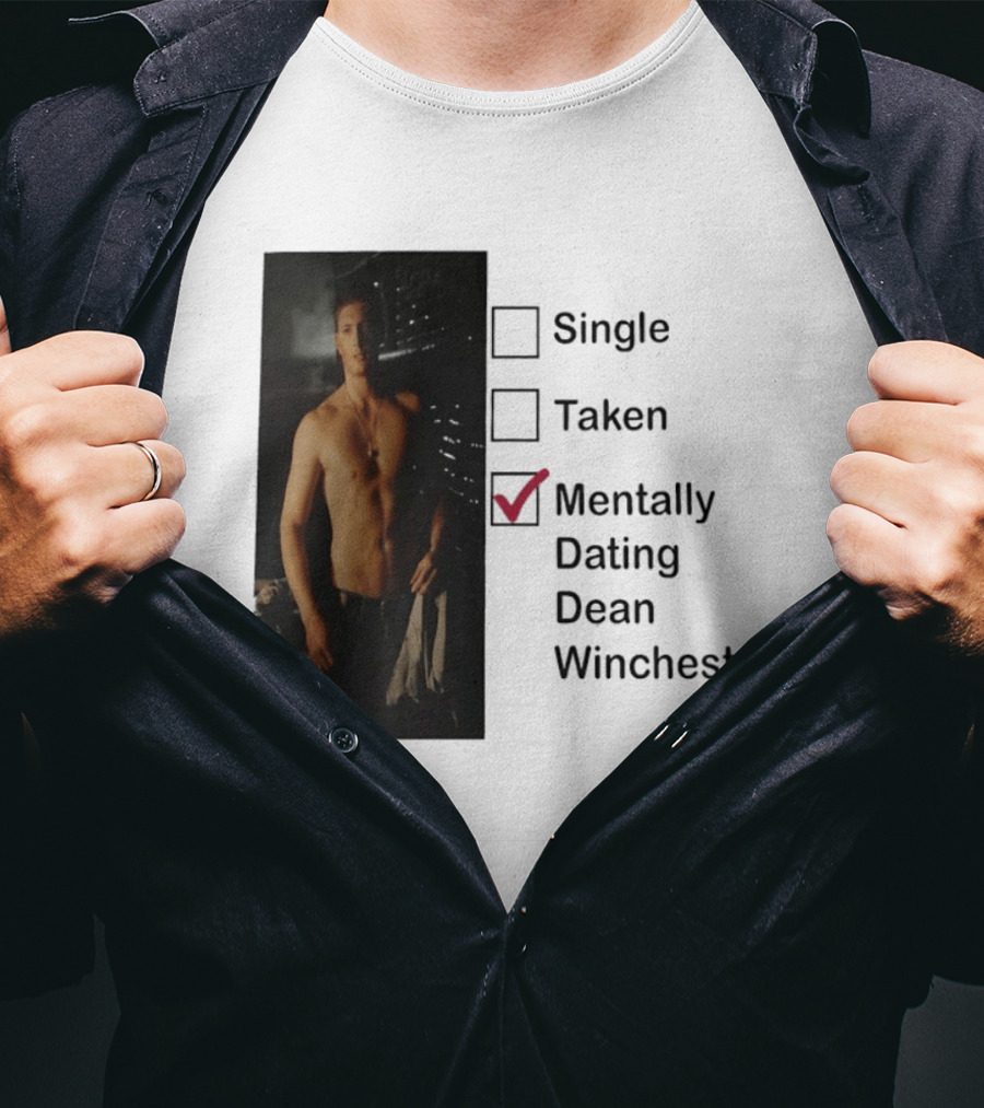 Jensen Ackles Less Mentally Dating Dean Winchester Single Taken Checked T-Shirt