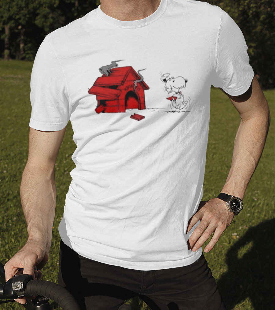 Krypto The Superdog Peanuts Snoopy Comic Book House Destruction Scene T-Shirt
